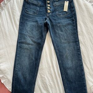 Women's Dark Blue High-Waisted Jeans
